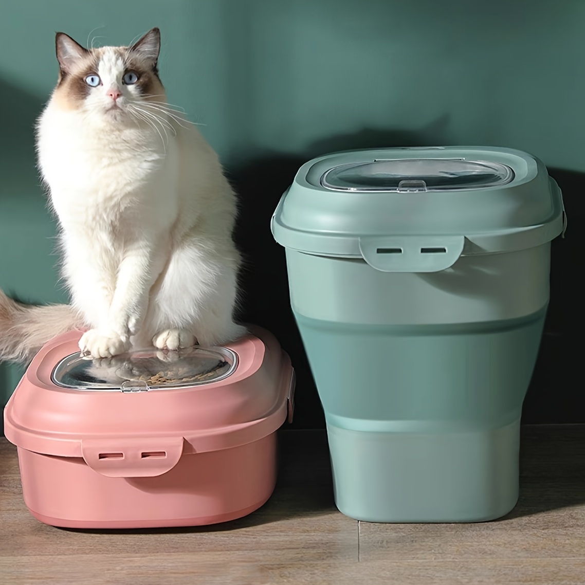 Collapsible Dog Cat Food Storage Container Large - Temu