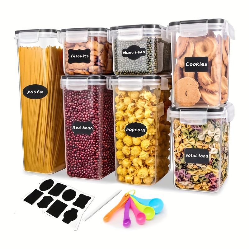 Cereal Storage Container Set, Bpa Free Plastic Airtight Food Storage  Containers For Cereal, Snacks And Sugar, Cereal Dispensers With Chalkboard  Labels, Black - Temu New Zealand