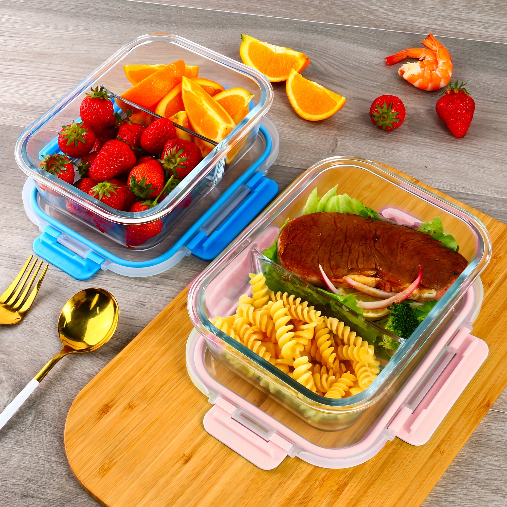 1/2/3 Grid Bento Lunch Box Food Storage Containers With Seal Lid