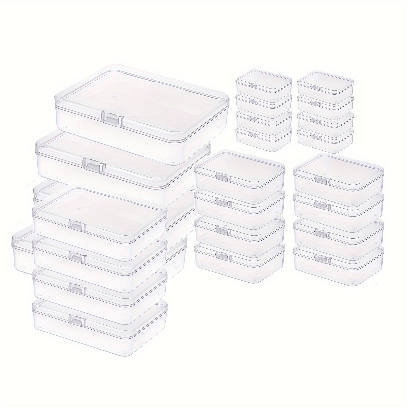 10/20/50Pack Small Boxes Square Transparent Plastic Box Jewelry Storage  Case Finishing Container