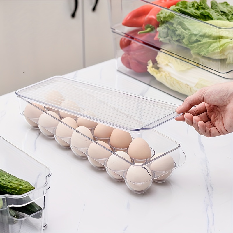 Large Capacity Egg Holder for Refrigerator, Egg Storage Container Organizer  Bins, Stackable Clear Plastic Storage Container, Fridge Egg Organizer with  Handles, …