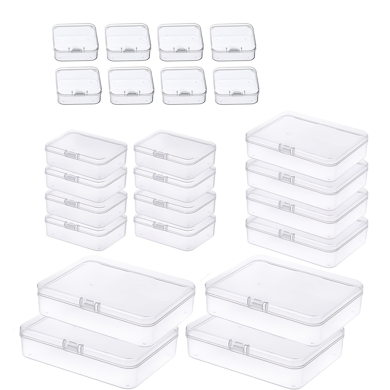10pcs Mini Boxes Rectangle Transparent Plastic Jewelry Storage Case  Container Packaging Box For Earrings Rings Beads Collecting Small Items