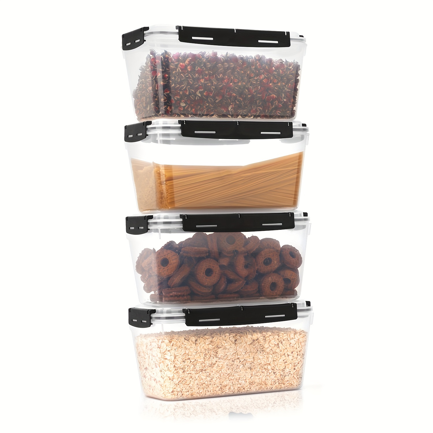 4pcs Large Capacity Storage Box, 4L/135oz Clasp Detachable Design Storage  Container, Thicken Airtight Food Storage Clear BoxsWith Lids, Plastic BPA Fr