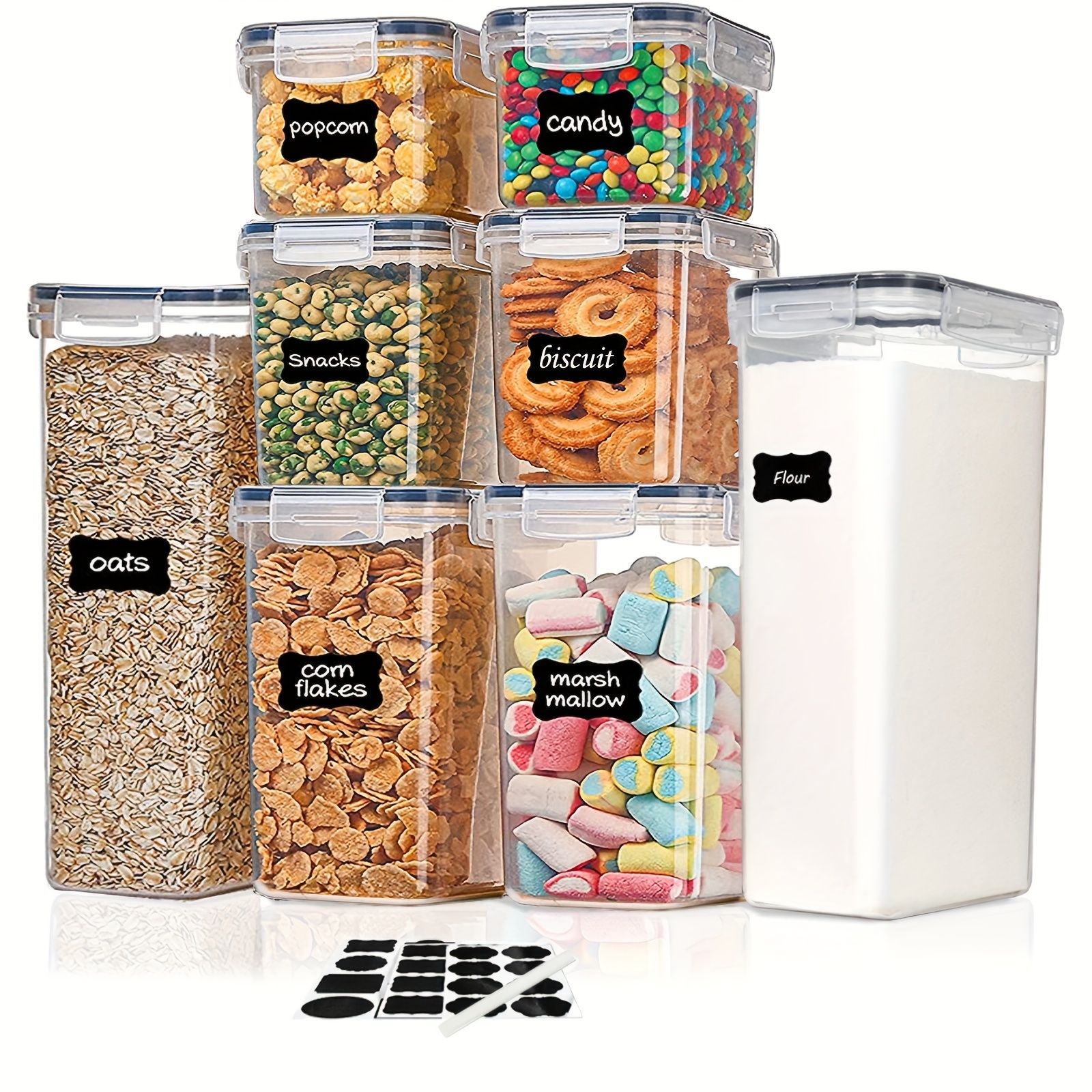 1Pack Food Storage Containers with Lids Airtight and Measuring Cup for Flour,Sugar,Grain,Rice & Baking Supply-Airtight Kitchen & Pantry Bulk Food