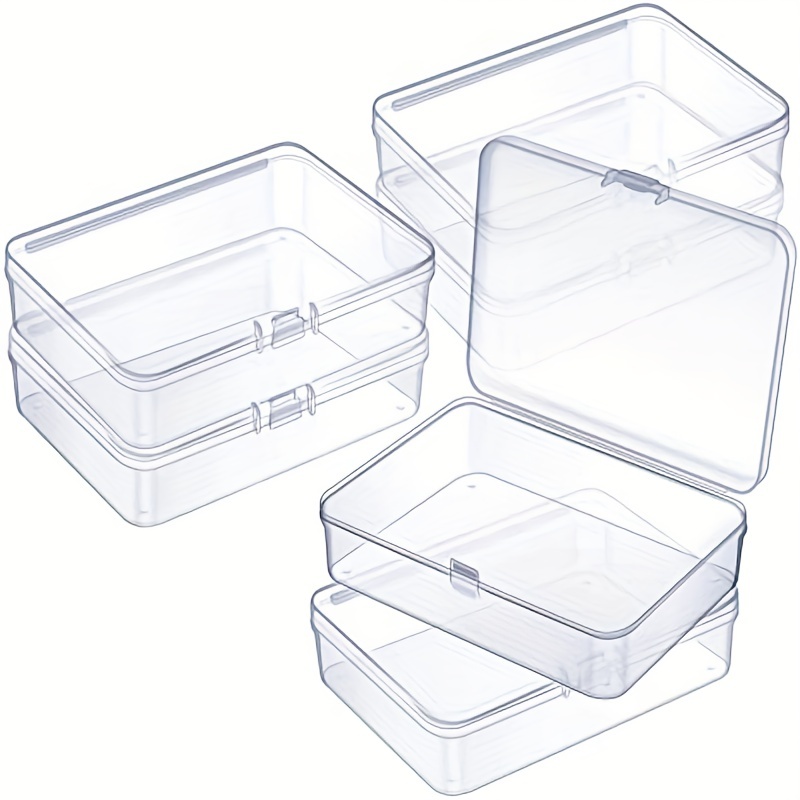 24 Pieces Mixed Sizes Rectangular Empty Mini Clear Plastic Organizer  Storage Box Containers with Hinged Lids for Small Items and