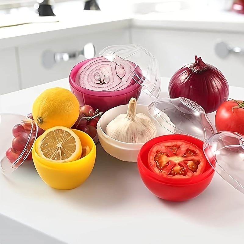 Lot de 4 économiseurs de fruits et légumes en forme de citron, d'avocat et  de tomate, boîte de rangement réutilisable pour les aliments au  réfrigérateur - AliExpress