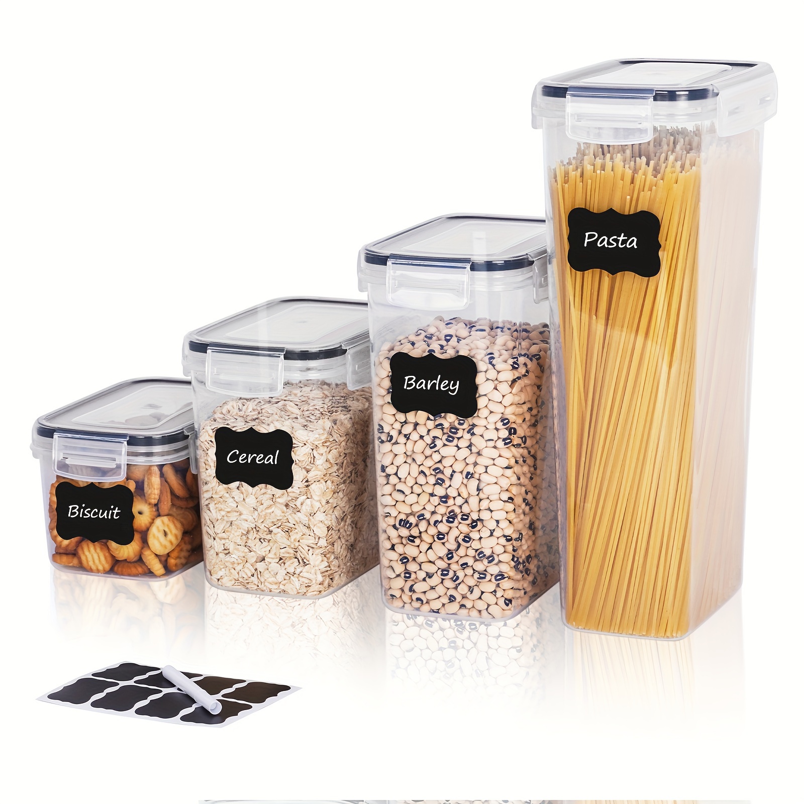  46 PCS Airtight Food Storage Containers Set, Kitchen & Pantry  Organization Containers for Cereal, Flour & Sugar, BPA-Free Plastic Cereal  Container with Easy Lock Lids, Labels, Marker & Spoon Set: Home