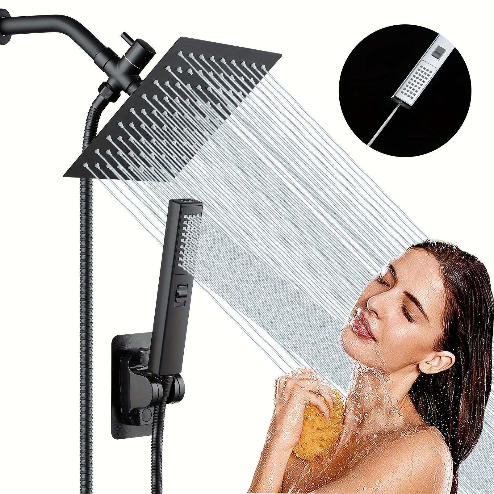 Cabezal de ducha que aumenta la presión, cabezal de ducha de alta presión  que ahorra agua, lo mejor para duchas de bajo flujo, 2.5 GPM - níquel