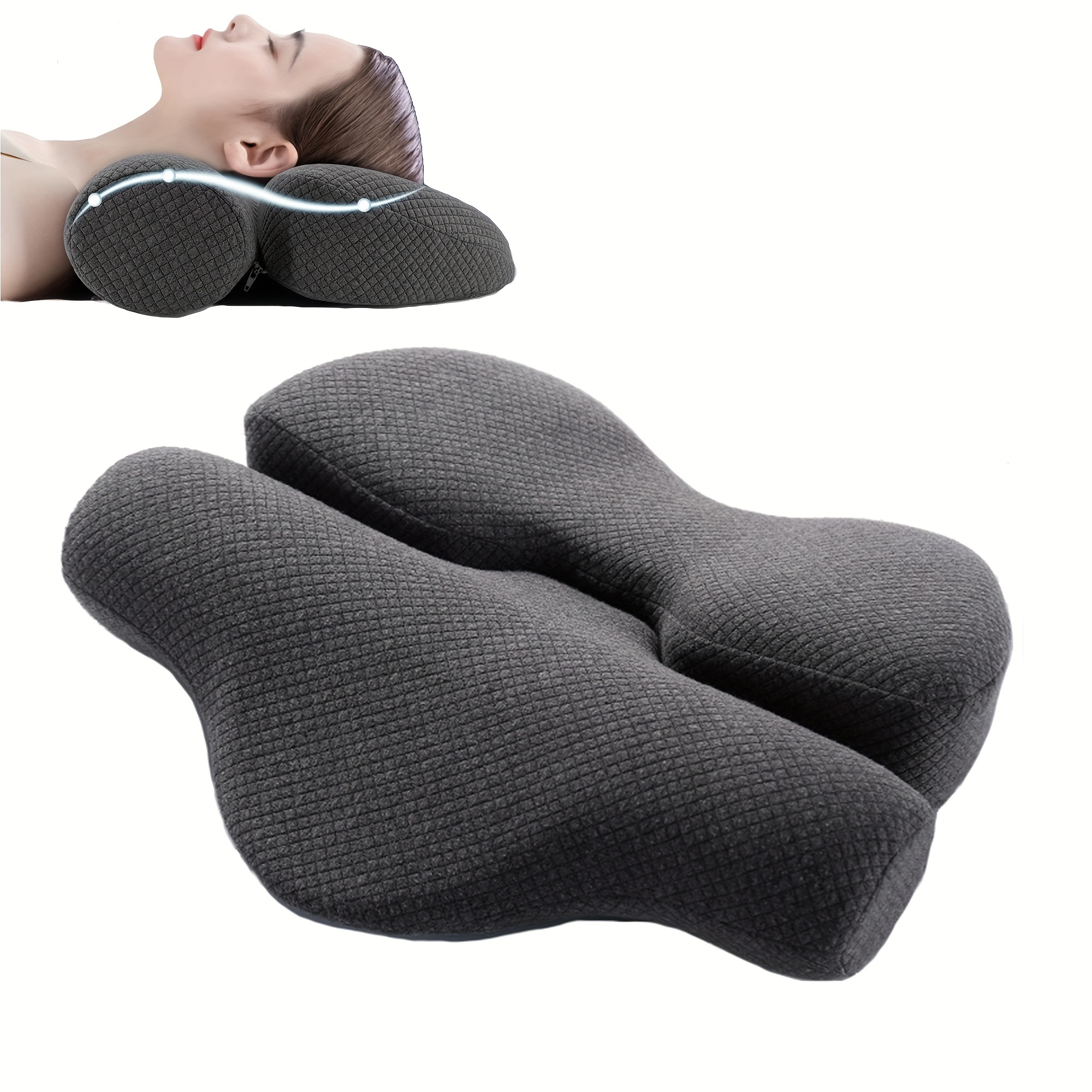 Cervical Neck Pillows for Pain Relief Sleeping, High-Density Memory Foam Pillow  Neck Bolster Support Pillow Neck and Shoulder Relaxer, Neck Decompression  Devices Orthopedic Roll Pillow for Bed Office Gray