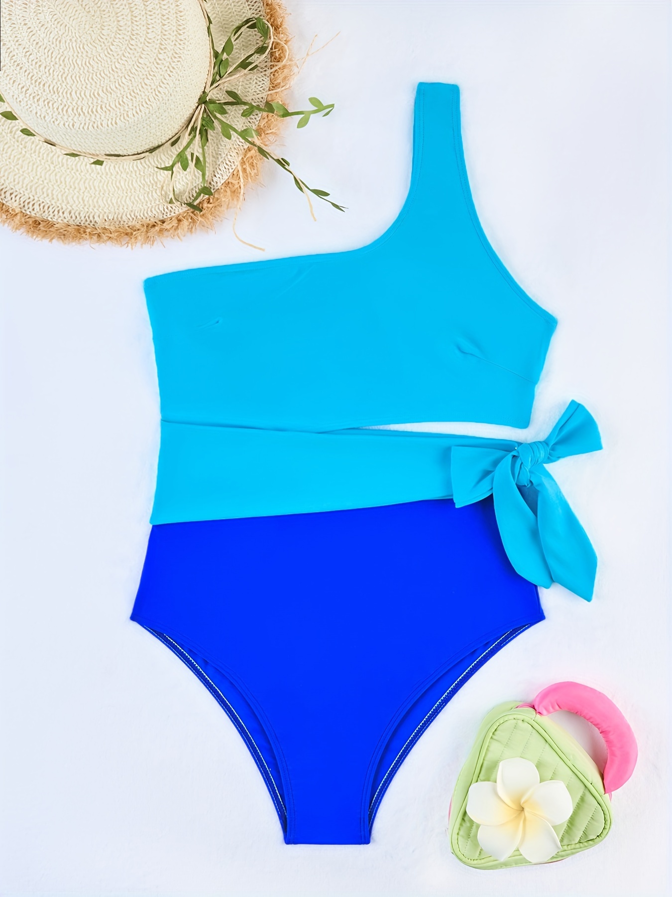 One Shoulder Bow Belted * Swimsuit, High Cut Neon * Asymmetrical Design  Bathing Suit, Women's Swimwear & Clothing Valentine's Day
