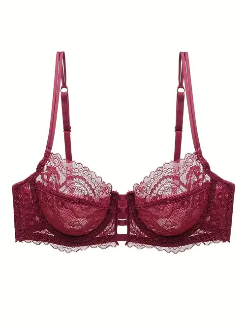 Valentine's Day Floral Lace Unlined Bra Comfy Breathable - Temu