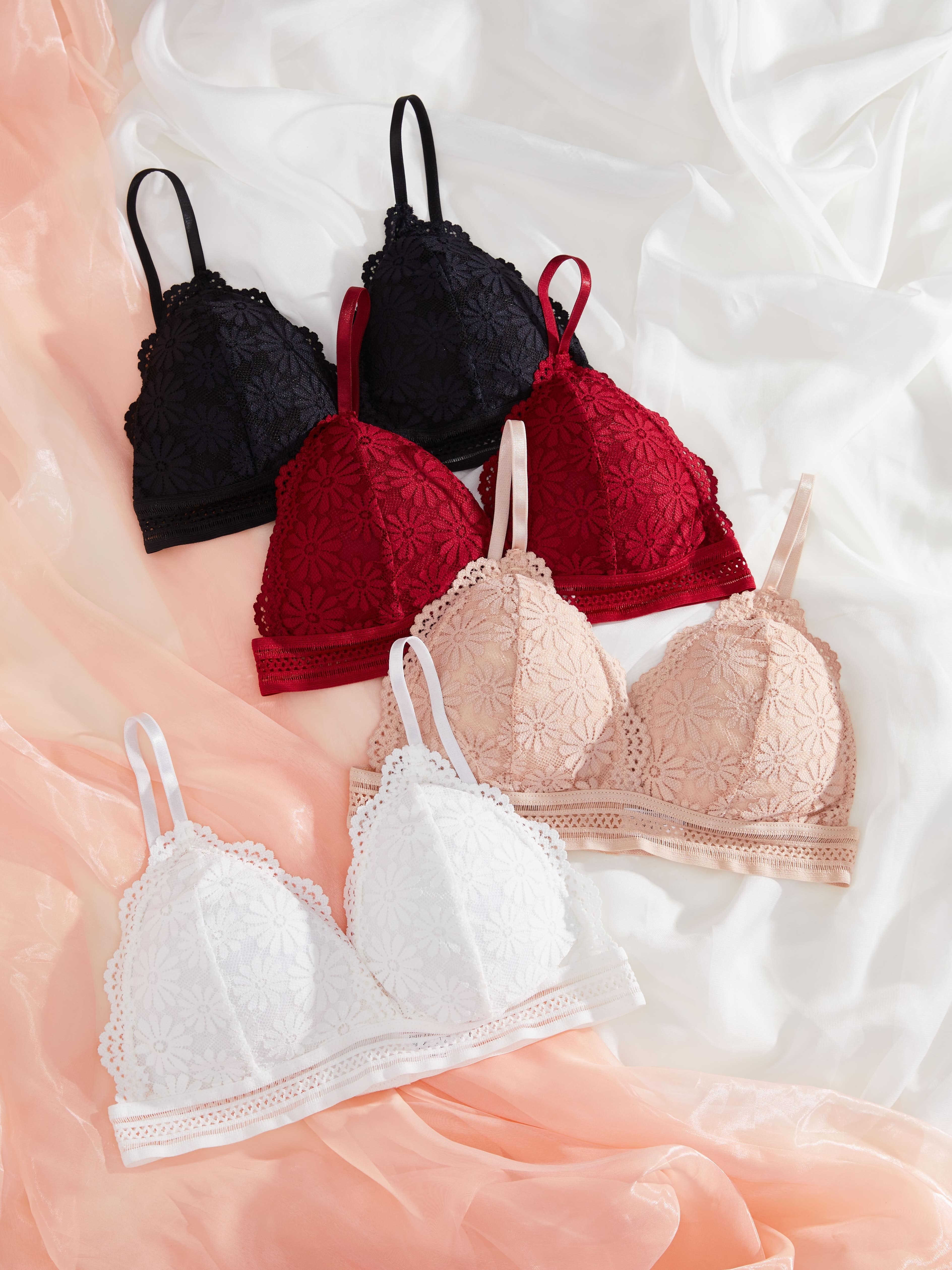 Contrast Lace Wireless Bras Comfy Breathable Intimates Tank - Temu