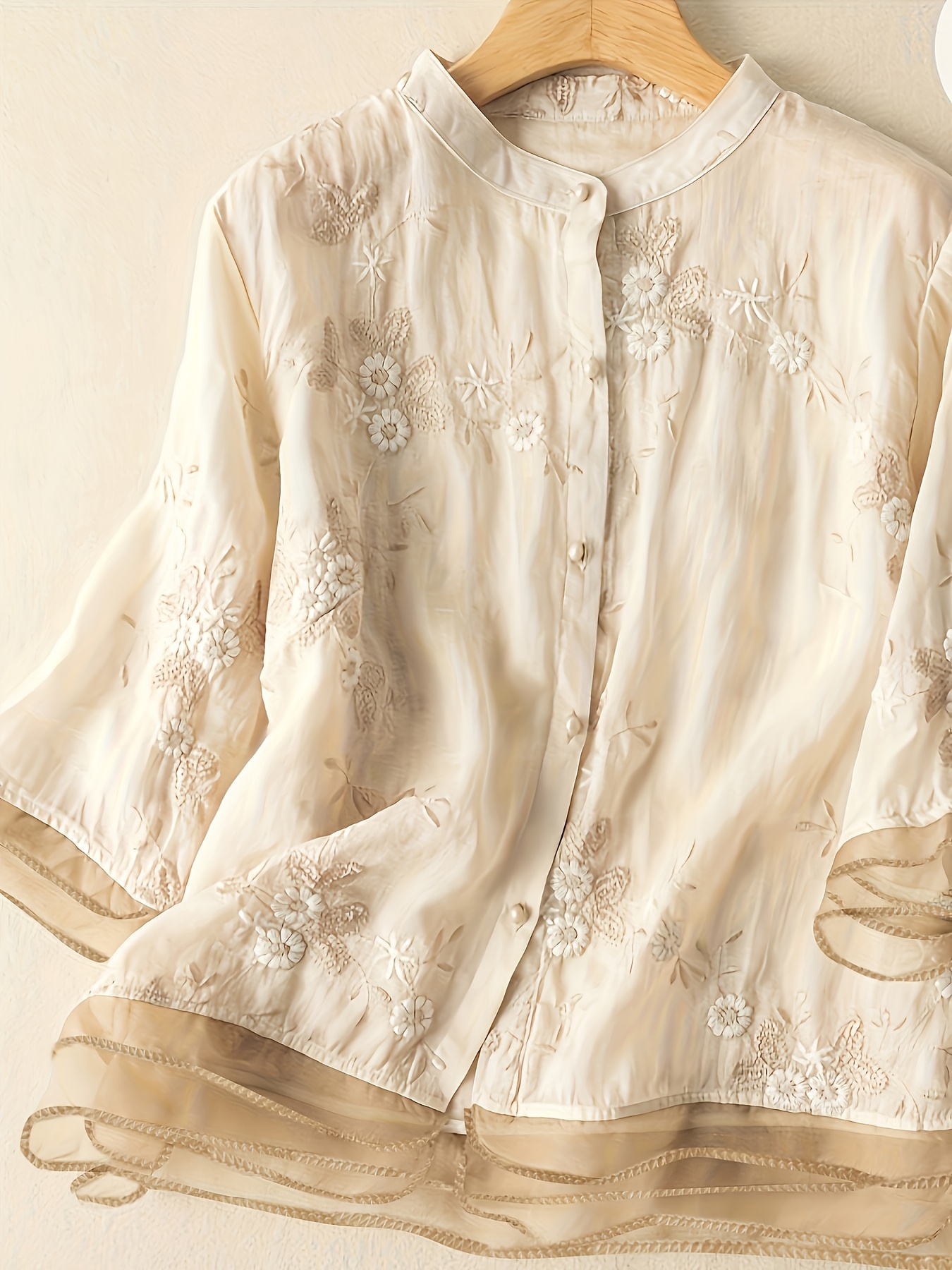 Linen Embroidered Tops - Temu Canada