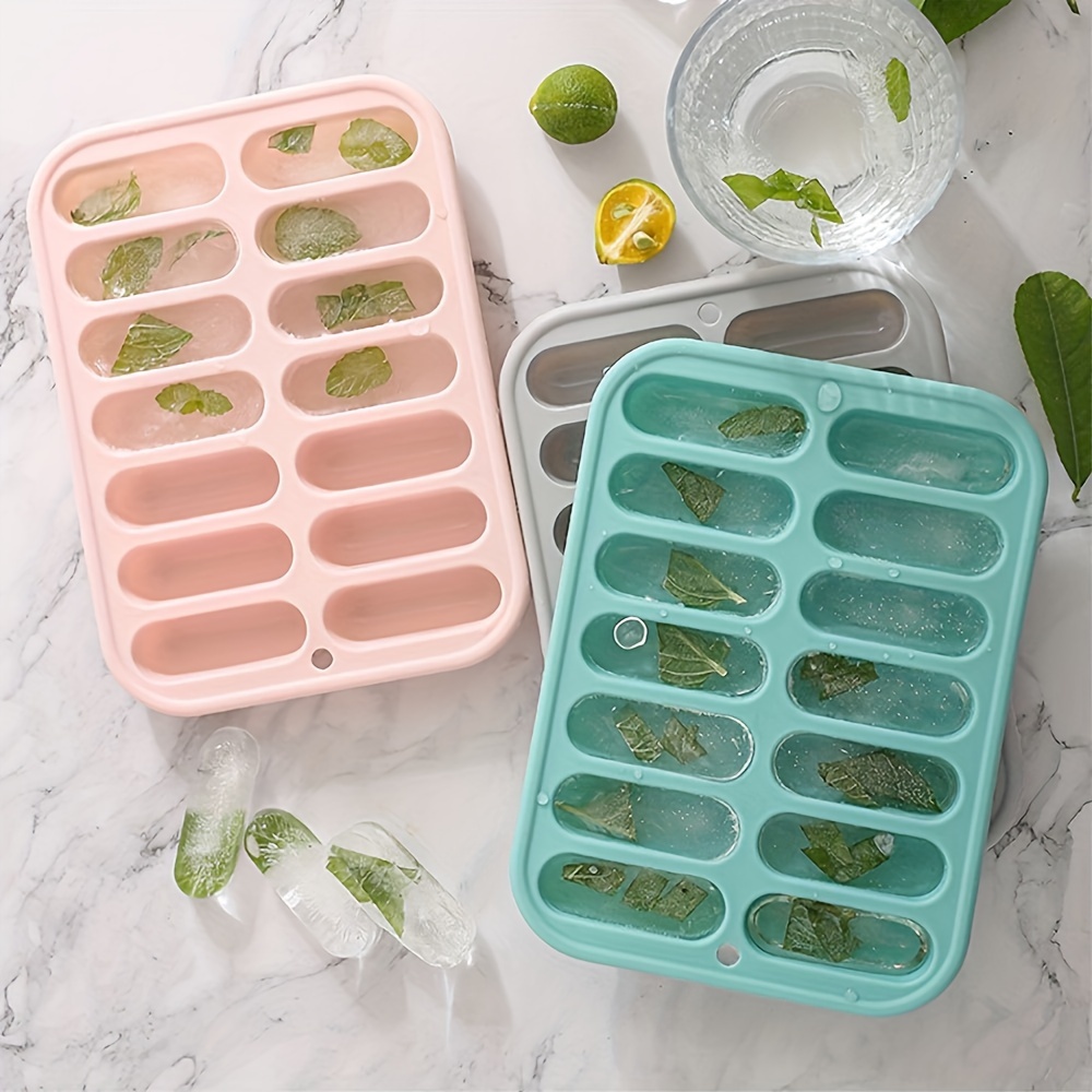 Ice Cube Trays Set of 2, Easy Release 15 Flexible Silicone Ice Cube Molds  with Removable Lid Reusable Freezer Ice Trays Stackable for Whiskey, Baby  Food, BPA Free (BAMBOO GREEN) 