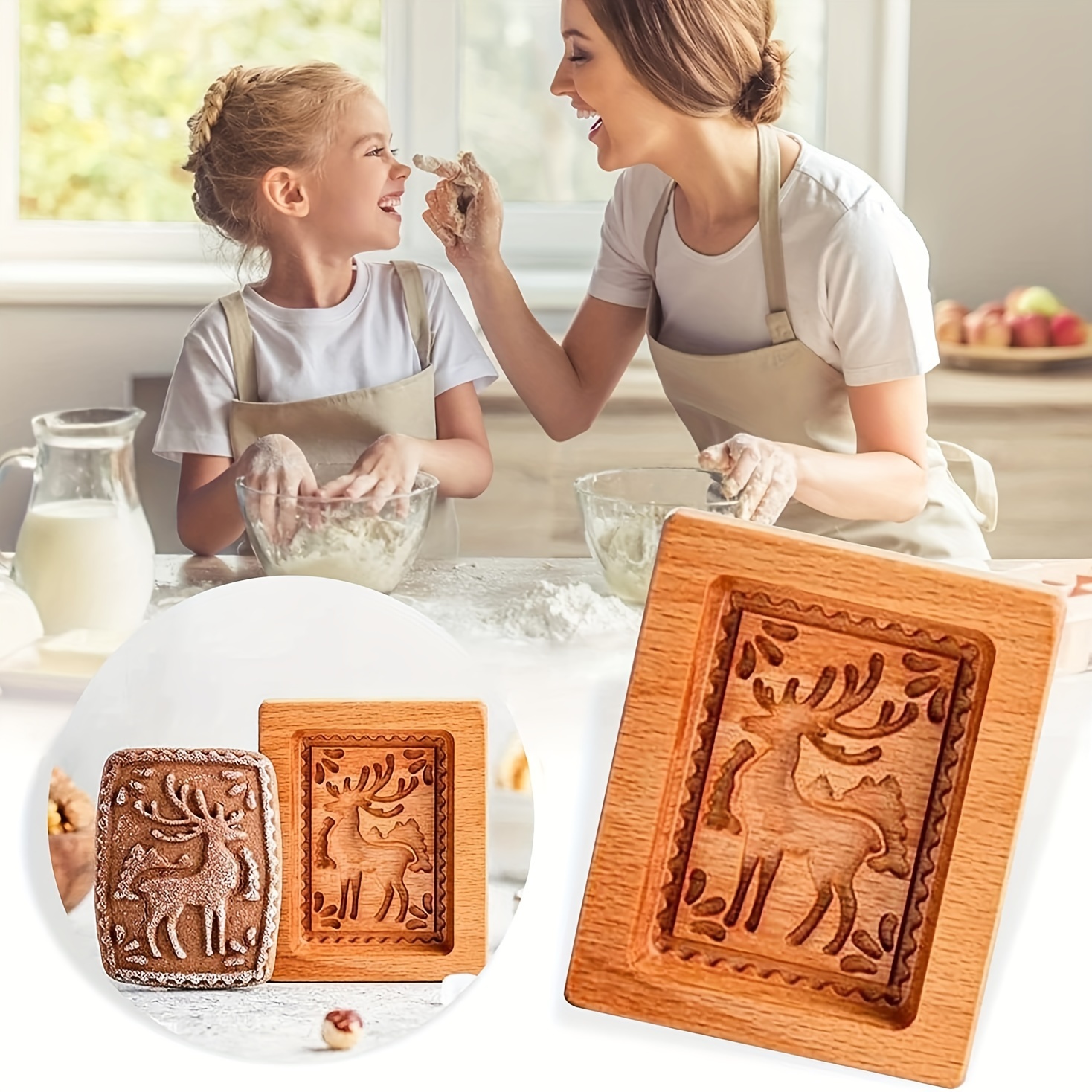 Cookie Mold Shortbread Mold Wooden Biscuit Cutter Cookie Mold Cutter  Gingerbread Biscuit Shortbread Mold( )