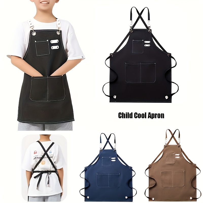 Paquete de 4 delantales de chef, delantal impermeable negro, delantal  ajustable con 2 bolsillos para hombres y mujeres, delantal profesional para