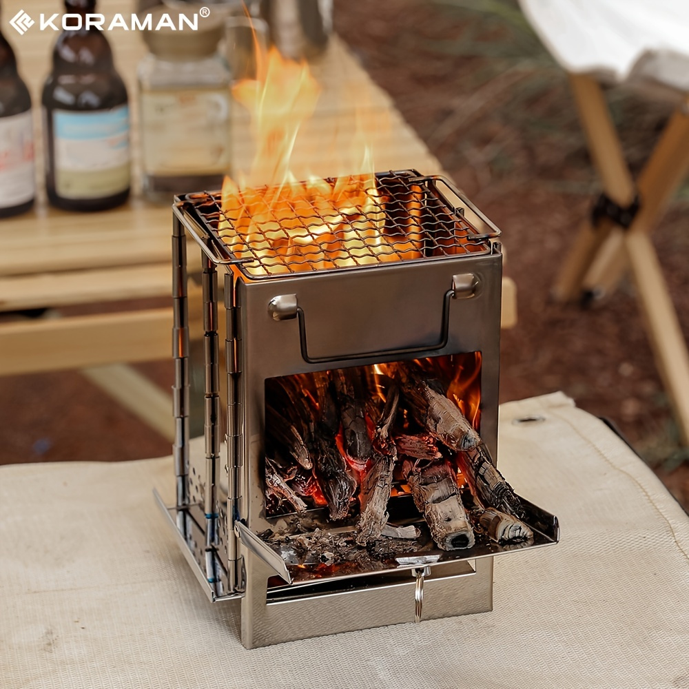 Poêle à bois Portable, tente de camping en plein air, poêle à bois  multifonctionnel avec cheminée