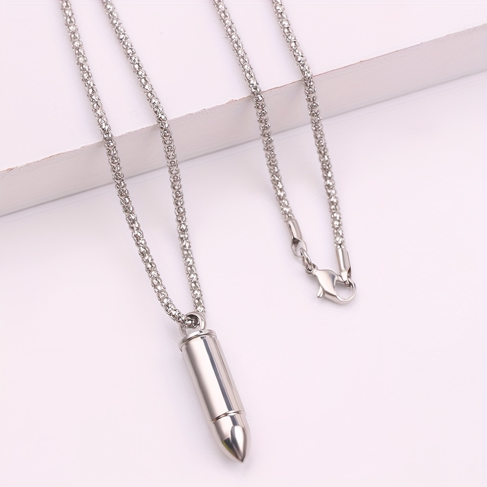 stash necklace with spoon Men Woman Capsule Pendant Necklace Silver Color  Open Cylindrical Pendants Stainless Steel Remembrance - AliExpress