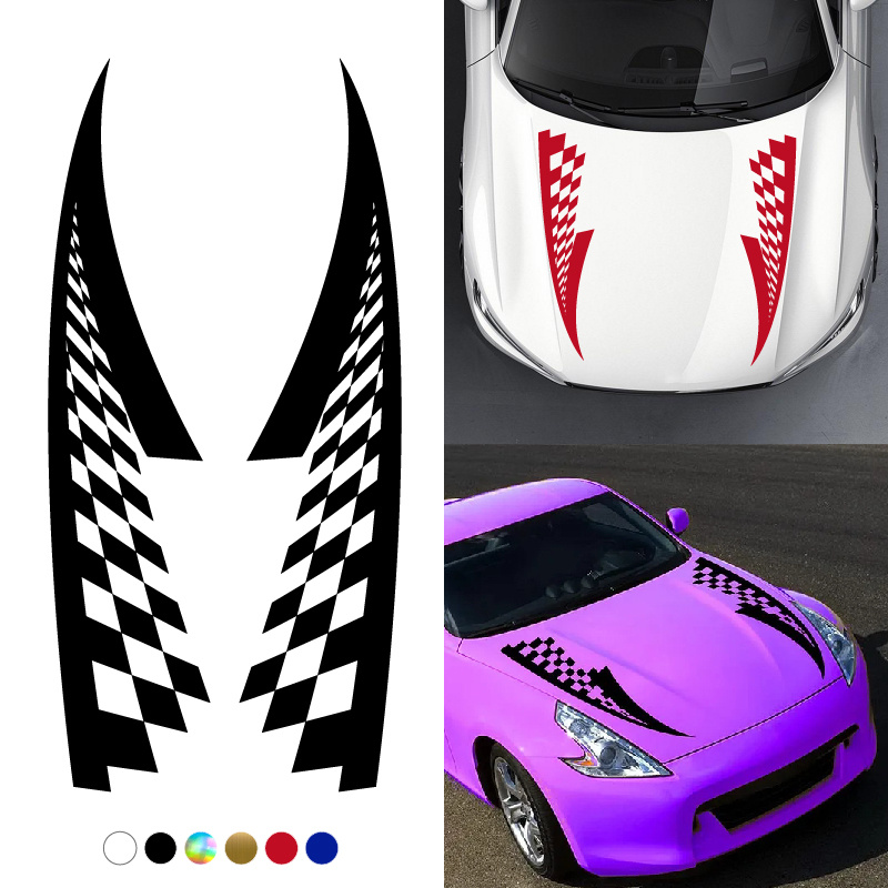 70.9 inches Checkerboard Graphics Car Auto Body Side Sticker Vinyl  Checkerboard Racing Sports Stripe Decals for Car Truck SUV Off-Road Vehicles