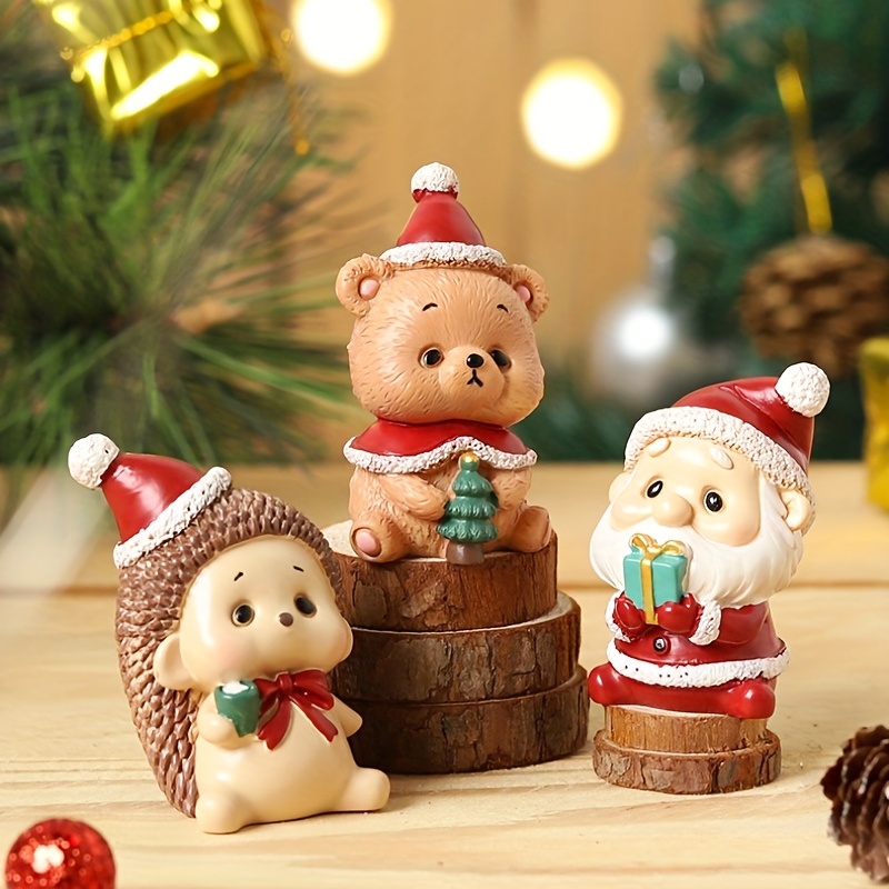9pcs Mini Christmas Ornaments Tree Decorations, Small Christmas Tree  Ornaments with Santa Claus, Snowman, Reindeer and More Wooden Tiny  Christmas