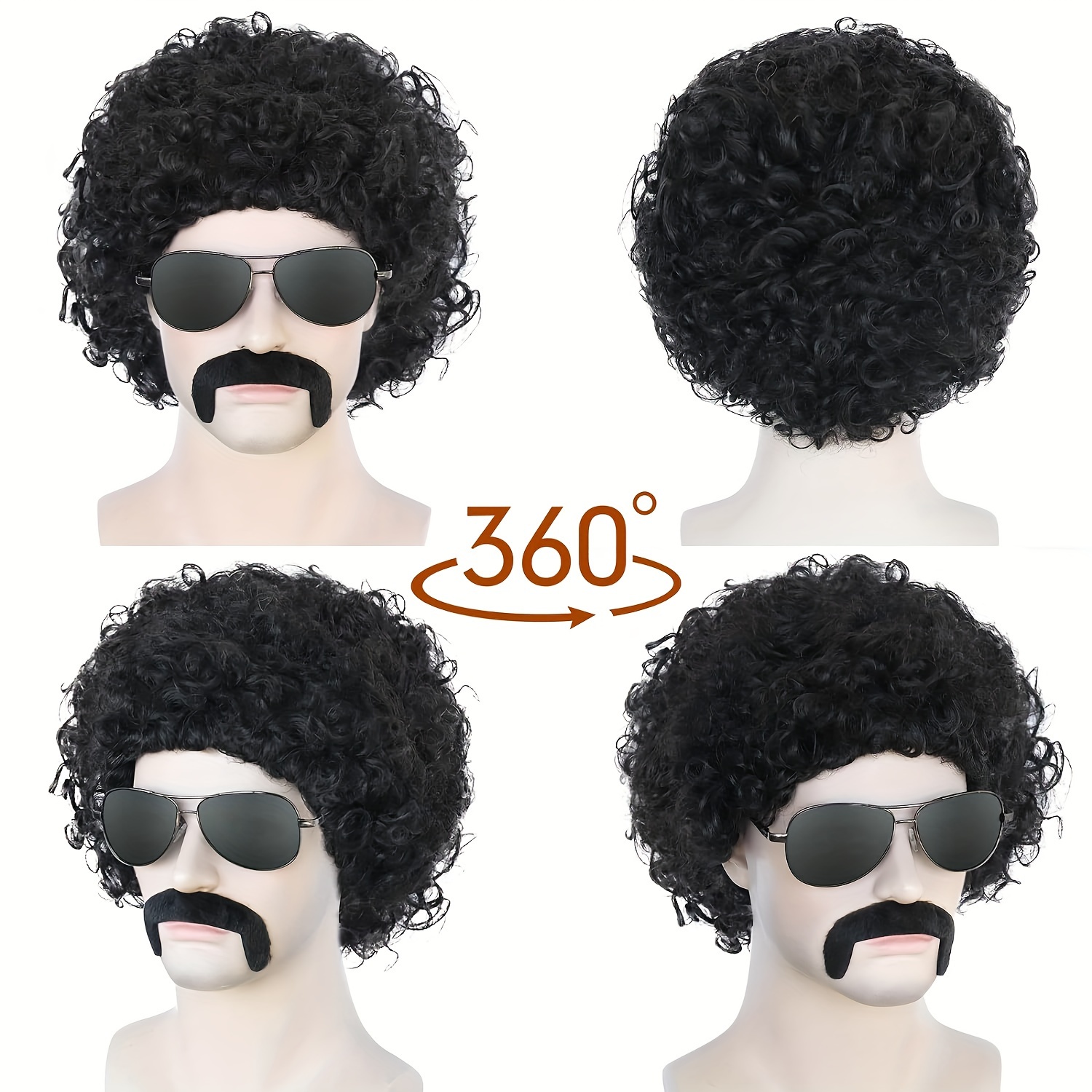 AFRO ACCESSOIRE DÉGUISEMENT PERRUQUE FUNKY GRAND CHEVEUX BOUCLÉS