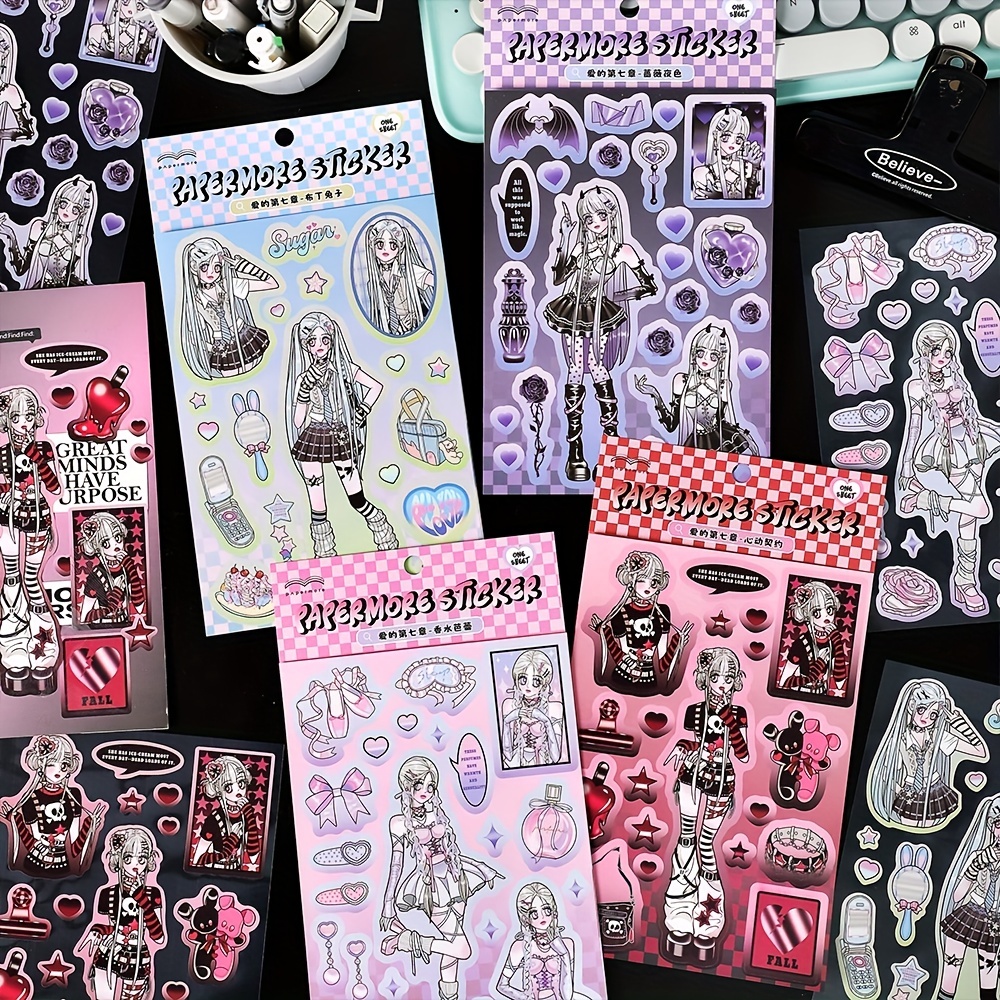 Cartoon Cute Girls Cool Stickers Scrapbooking Diy Decorative - Temu