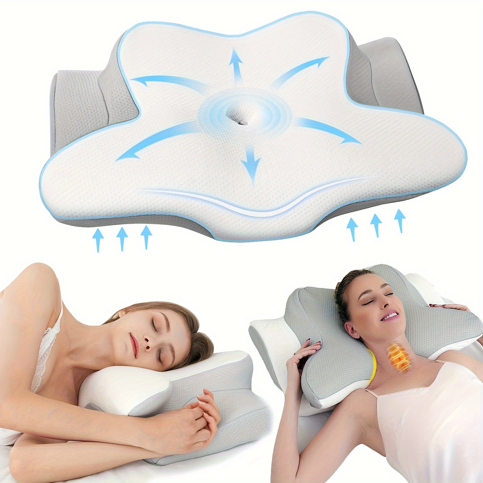 Almohada de viaje de espuma viscoelástica para el cuello, almohada suave  para dormir, almohada de cuello en forma de U con funda de microfibra