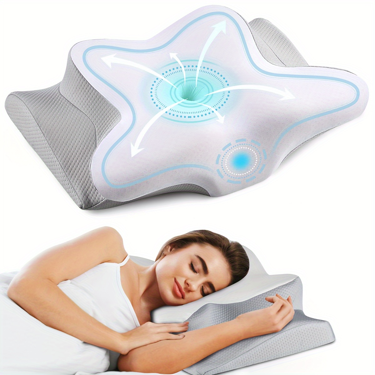 Almohada cervical para aliviar el dolor de cuello, almohadas cervicales  para adultos, almohada cervical para dormir de lado, espalda y estómago