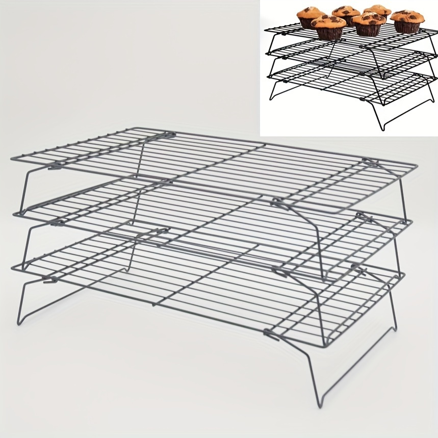 3pcs, Stackable Cooling Rack (15.7''x9.84''x8.46''), 3 Tier Metal Bakery  Cooling Rack, Baking Tools, Kitchen Gadgets, Kitchen Accessories