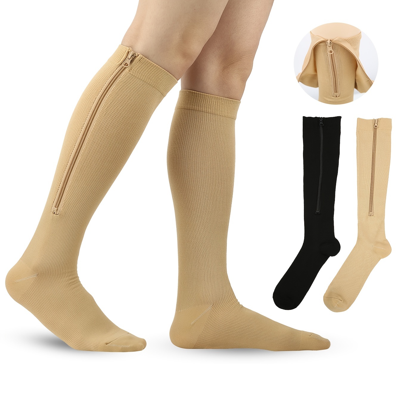 Zipper Open Toe Compression Socks Men Women calf Compression - Temu