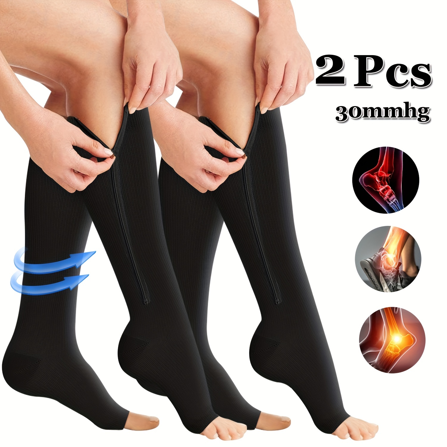 1 Pair TED Hose Compression Stockings For Women Men, Breathable Durable  15-20 Mmhg Calf Socks With Toe Hole