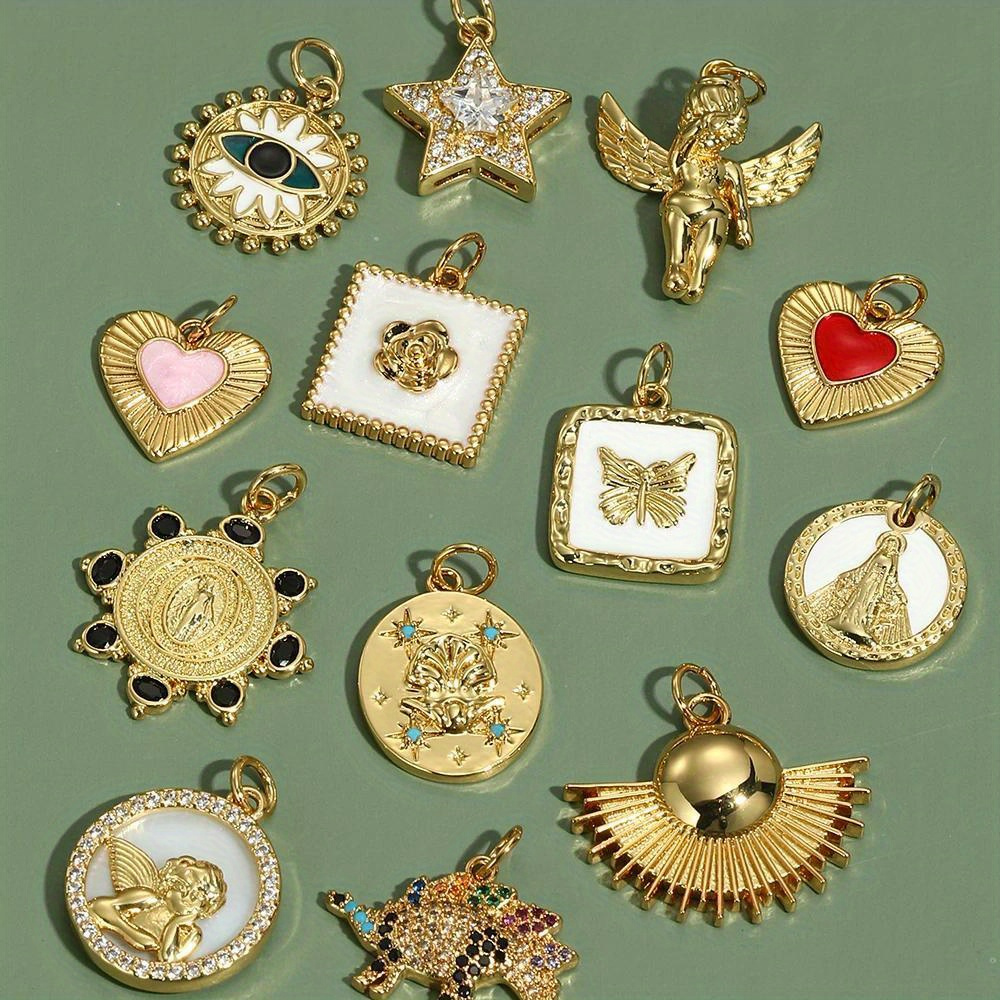 Mix Random Zinc Alloy Kc Golden Pendants Various Styles - Temu