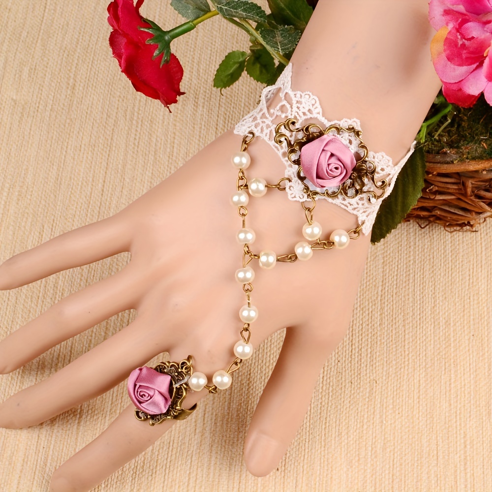 7pcs Coquette Style Bracelets Made of Beads Rose or Strawberry Make Your Call Match Daily Outfits Party Decor Sweet Gift for Female,Temu