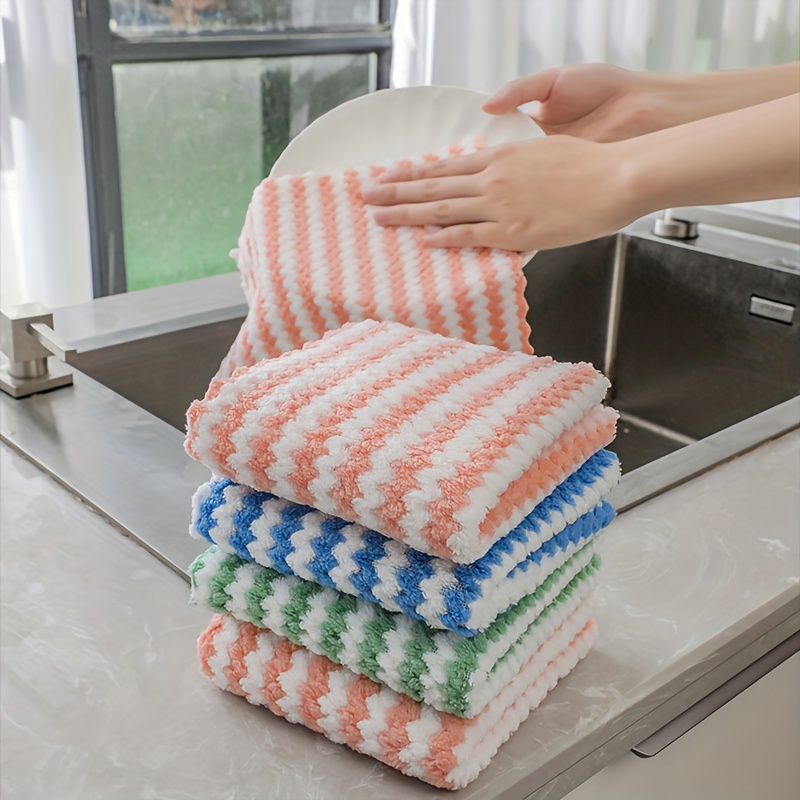 10Pcs Rectangle Dish Towels Polyester Extra Thick Cleaning Pad for  Tableware Household Cleaning Towel Kitchen Tools