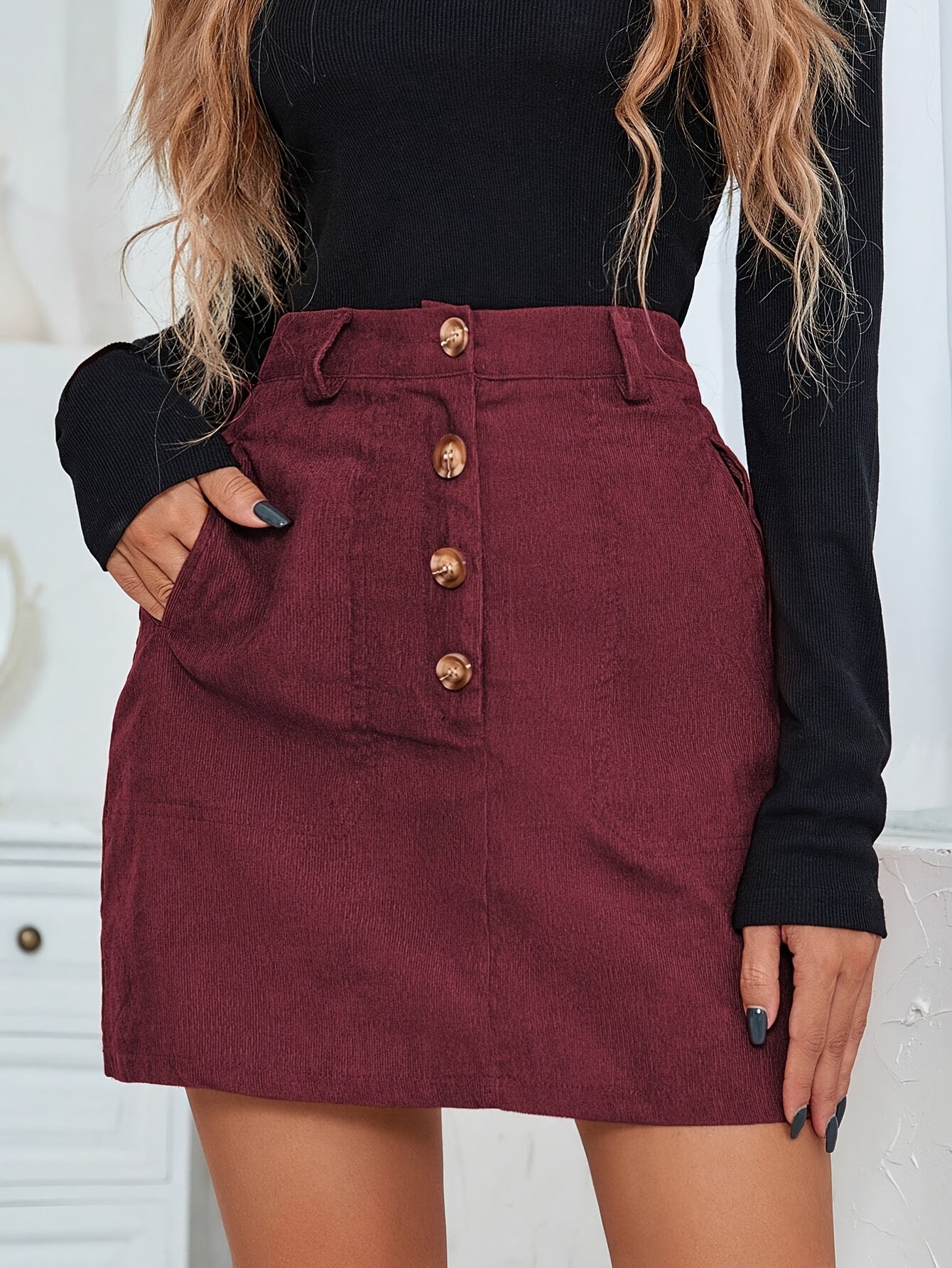 Corduroy clearance skirt maroon