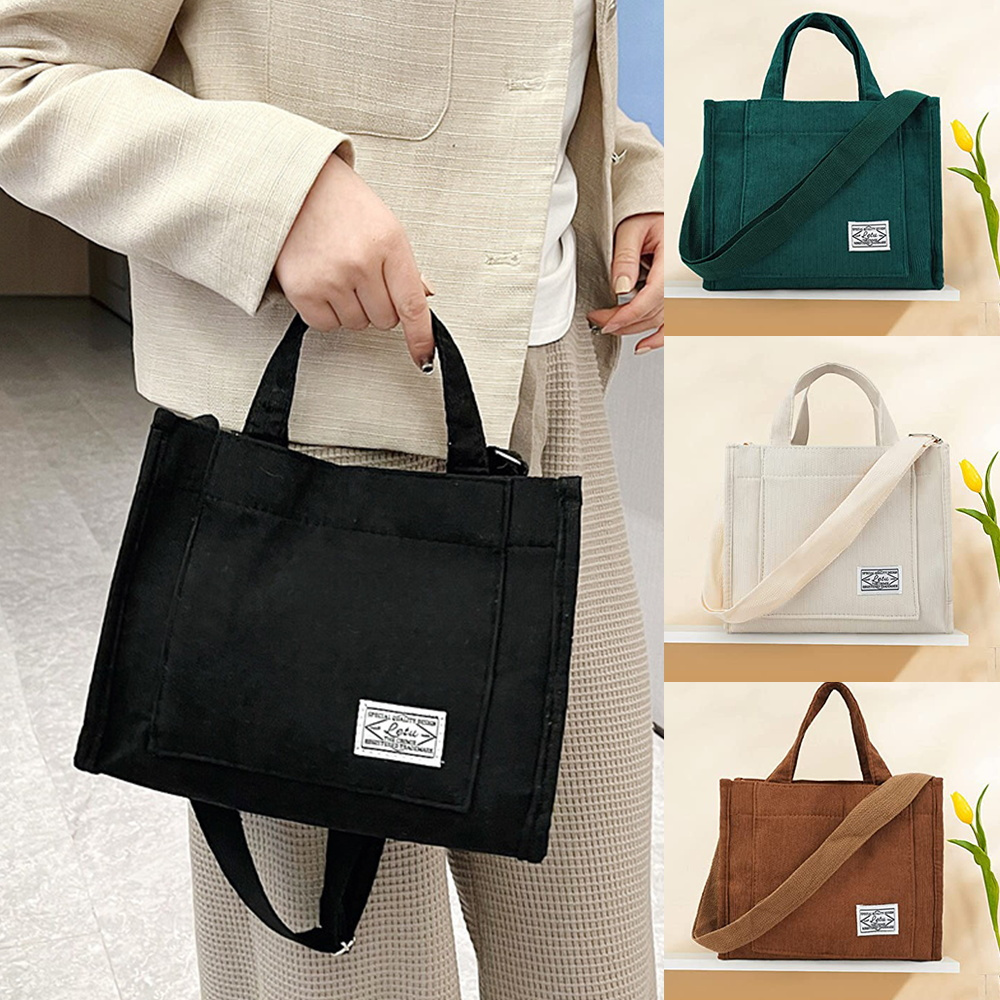 Mini Canvas Tote Bag With Top Handle Multi Pockets - Temu Canada