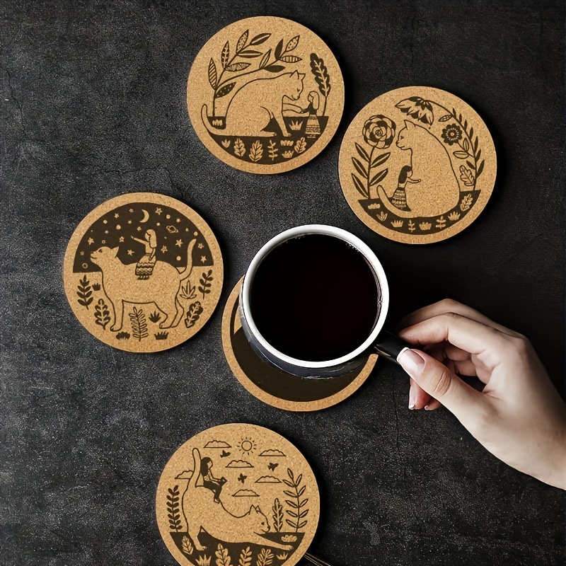 Cute Cartoon Cat Coasters Water Absorbent And Quick Dry Cup - Temu