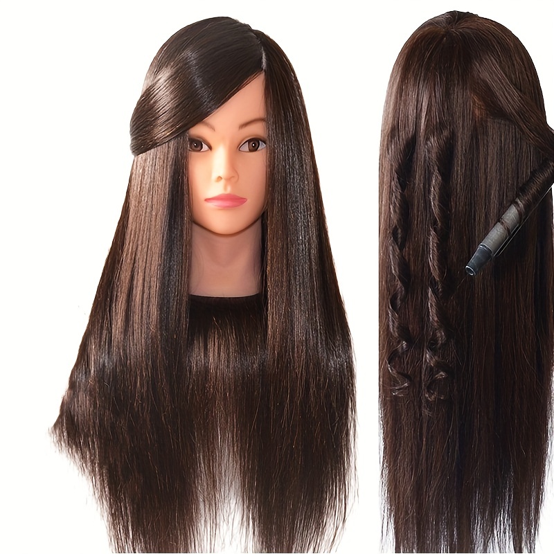  Mannequin Head with 70% Human Hair, 26 Light Brown Real Human  Hair Training Head, Manikin Cosmetology Head with Clamp Holder & Tools,  Practice Doll Head for Hair Styling, Braiding, Curling
