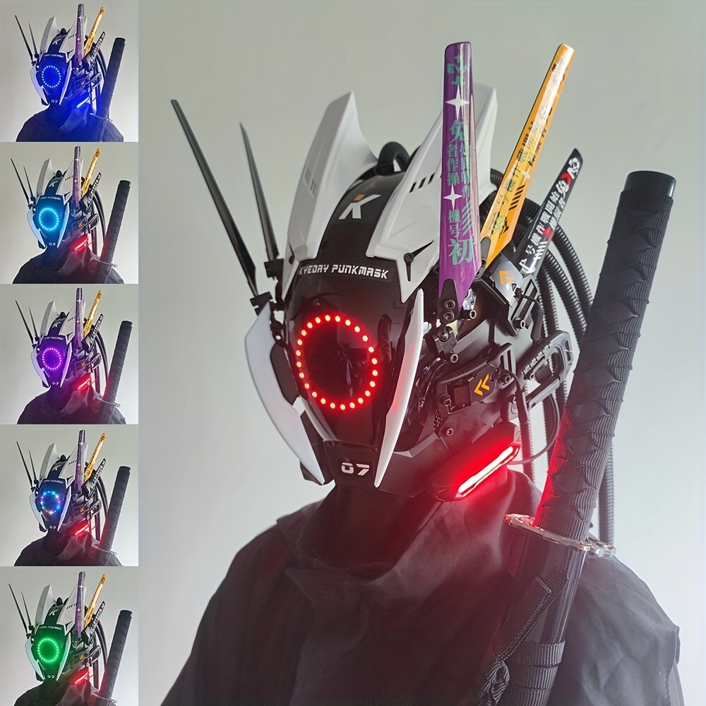 New Tubular Braid Black Cyberpunk Mask Round Light Wing Led Light Emitting  Mask Cosplay Sci Fi Gear Party Music Festival Six Colors Available, Today's Best Daily Deals