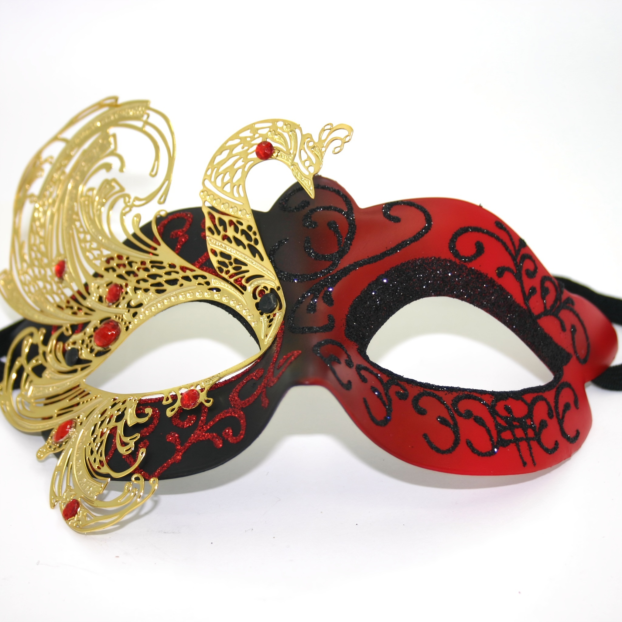 Christmas Masquerade Mask Golden Mental Half Face Decorative Props For  Carnival Party Cosplay Costume