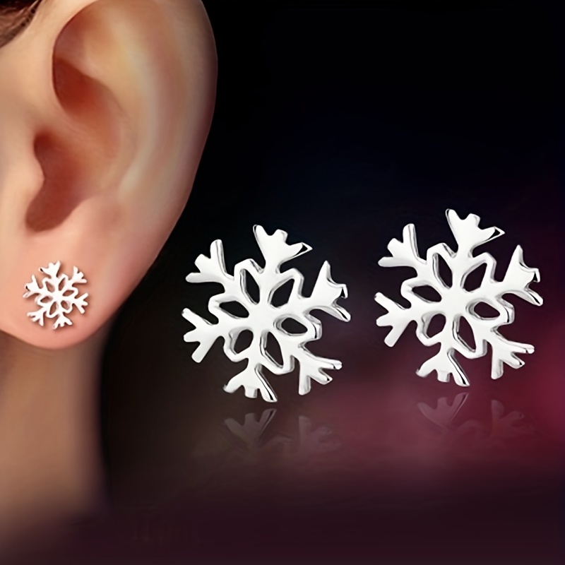 Snowflake earrings white on sale gold