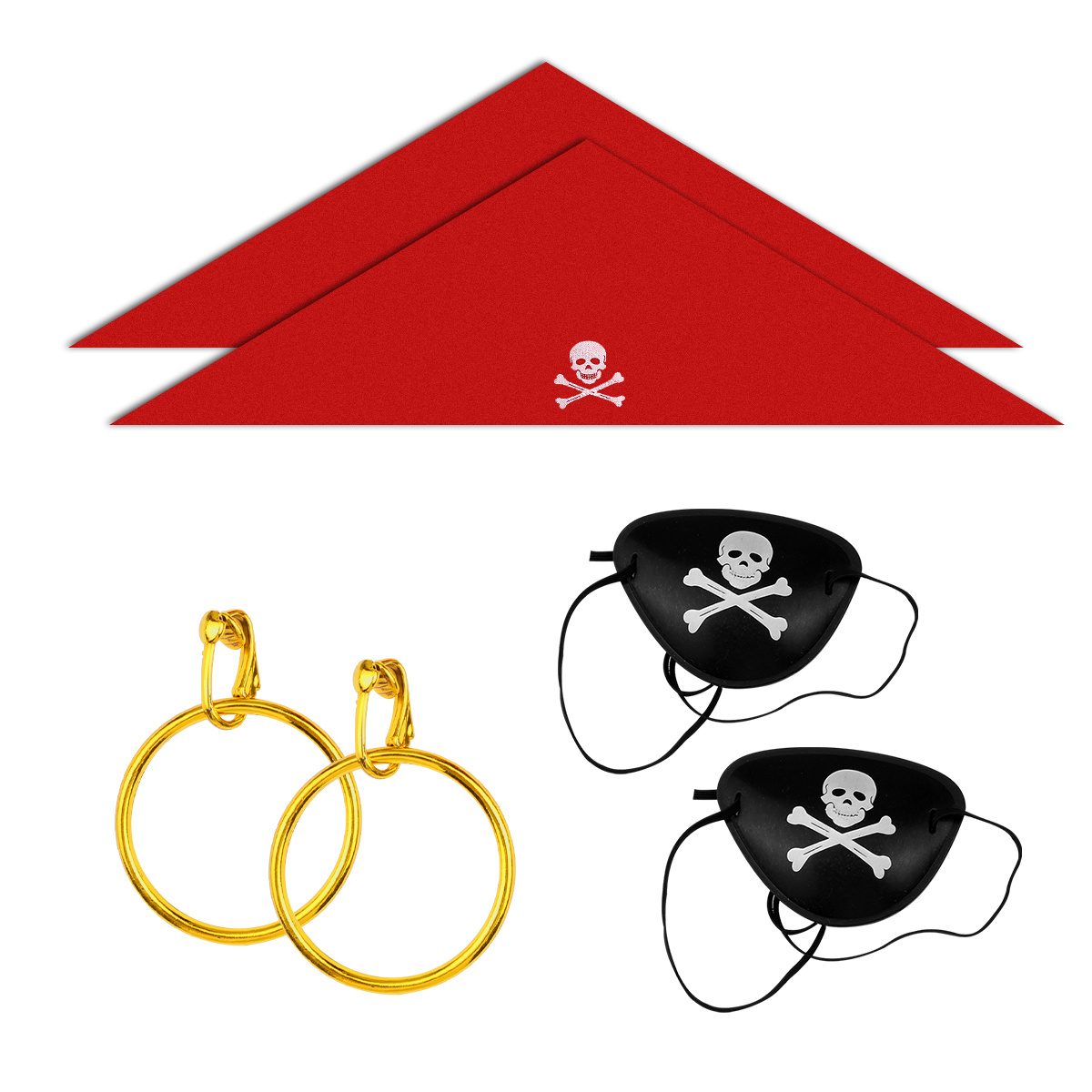 6 piezas de accesorios piratas incluyen parches de ojo pirata, loro pirata,  accesorio de hombro, bandana pirata roja y negra para niños y niñas