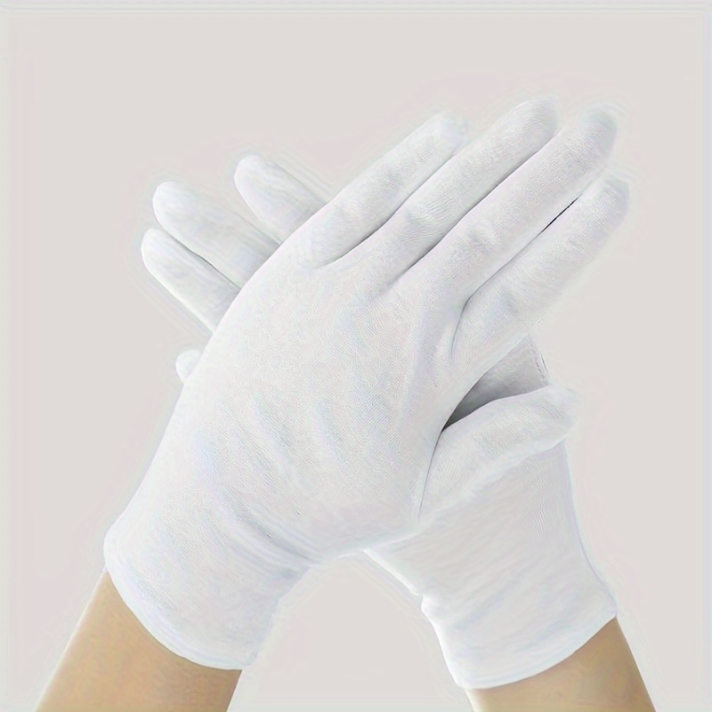 12Pairs White Cotton Gloves for Eczema and Dry Hands - Breathable Work  Glove Liners - Moisturizing SPA Soft Jewelry Inspection Gloves - Stretchy  Fit