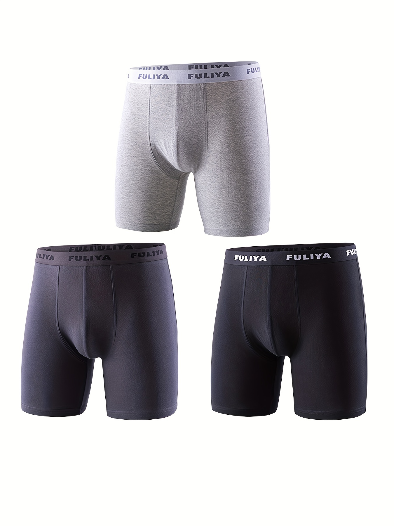 3pcs Men's Quick Dry Boxer Briefs Underwear, Long Leg Performance  Compression Boxer Briefs