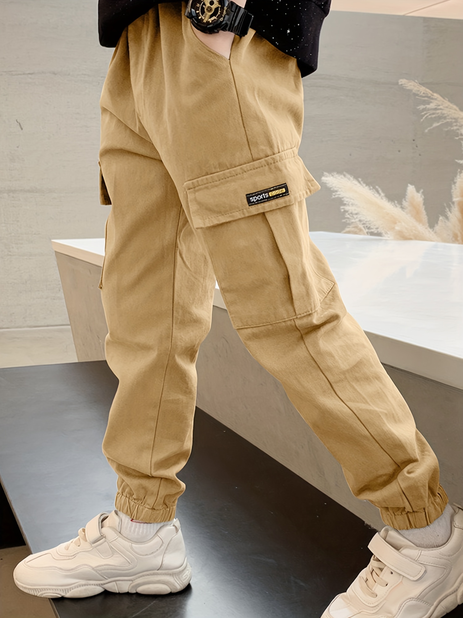 Plus Size Men's Solid Cargo Pants Oversized Wide Leg Pants - Temu Austria