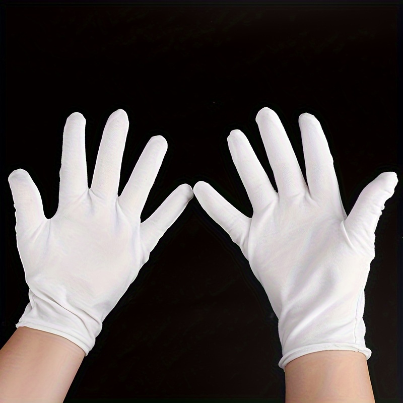 12 paires (24 gants) Gants en Coton Blanc,Gant Tissu Lavable élastiques  Gants de Travail, pour Mains Sèches et L'eczéma, Hydratants, Inspection de  Bijoux et Plus