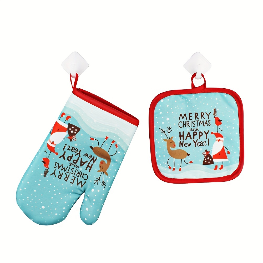 Qugrl - Guantes de cocina para horno y ollas de Navidad con diseño de  animales de Navidad