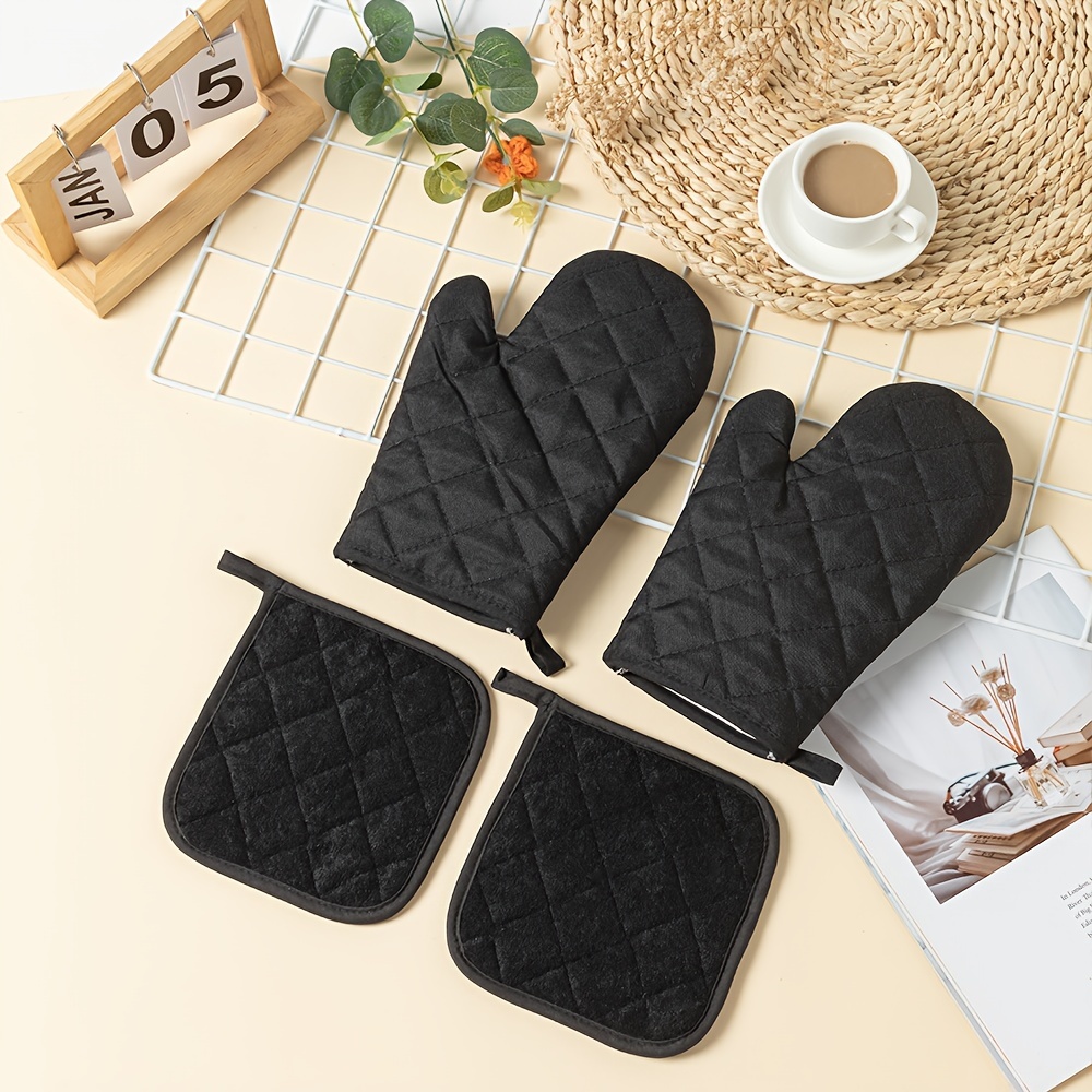 Oven Mitt And Pot Holders Set Thick Quilted Oven Gloves And - Temu