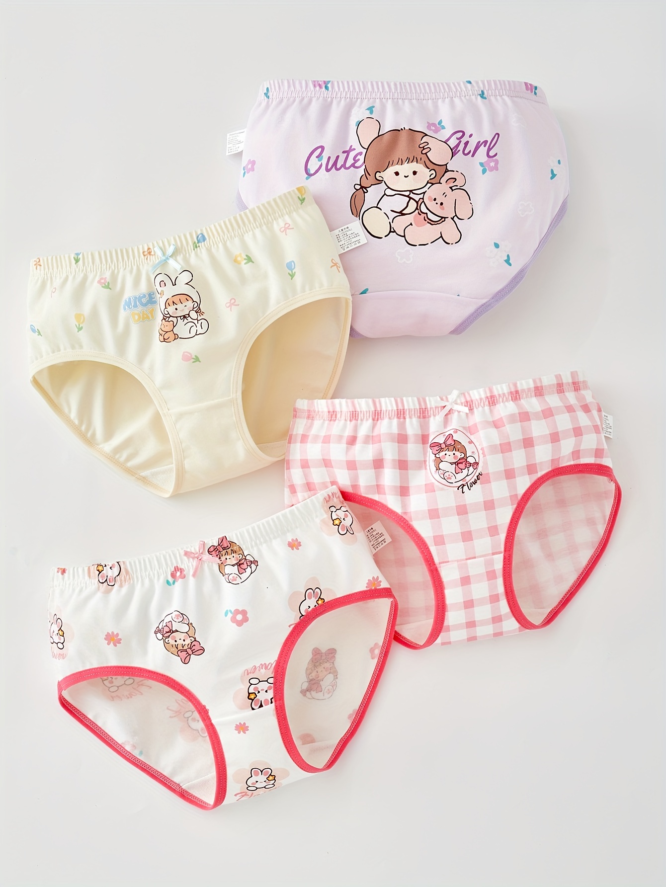 4pcs Peach & Bunny Print Briefs, Comfy & Cute Skin-friendly Intimates  Panties, Women's Lingerie & Underwear