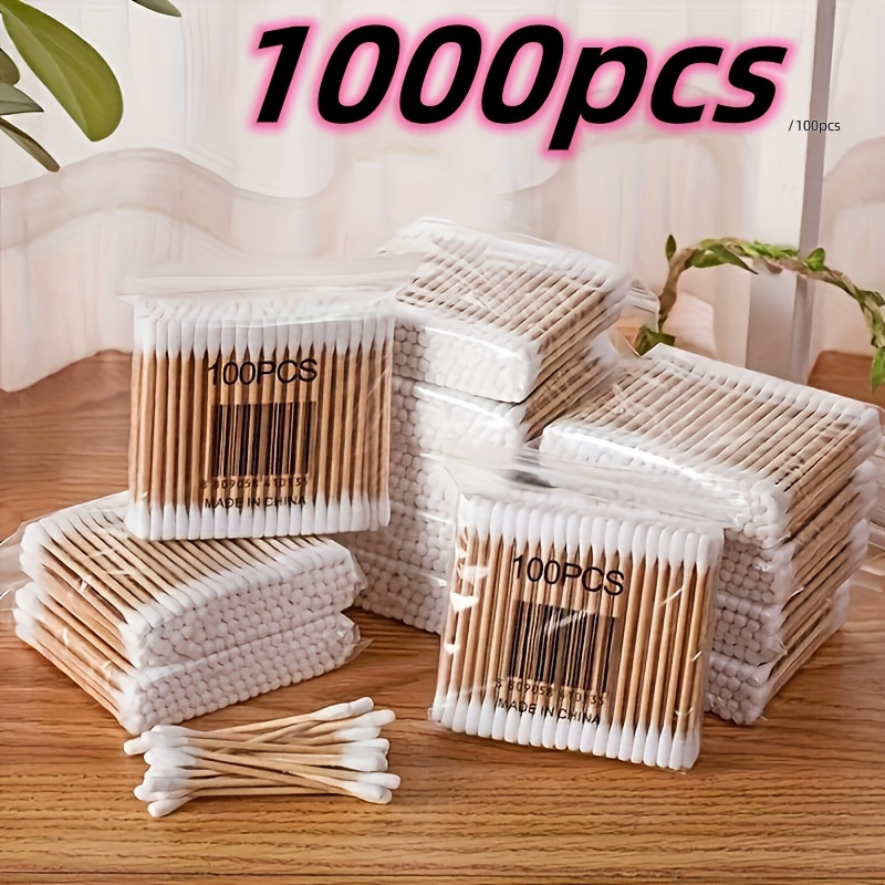 1000 Count Organic Bamboo Cotton Swabs - Pointy/Round Head
